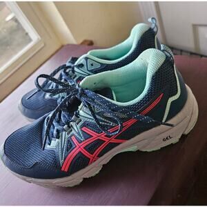 Asics Gel-Venture Women's Running Shoes Navy Coral Mint Size 7 Sneakers